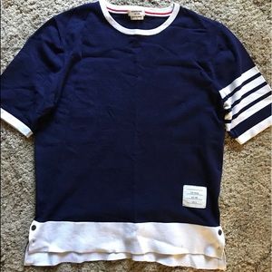 Thom Browne Classic Four Bar Blue Tee